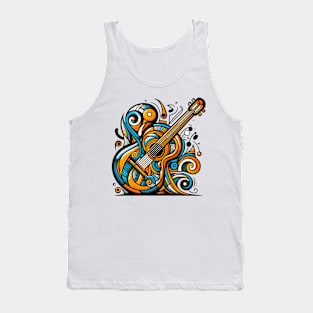 Guitar illustration. Guitar illustration in cubist style Tank Top